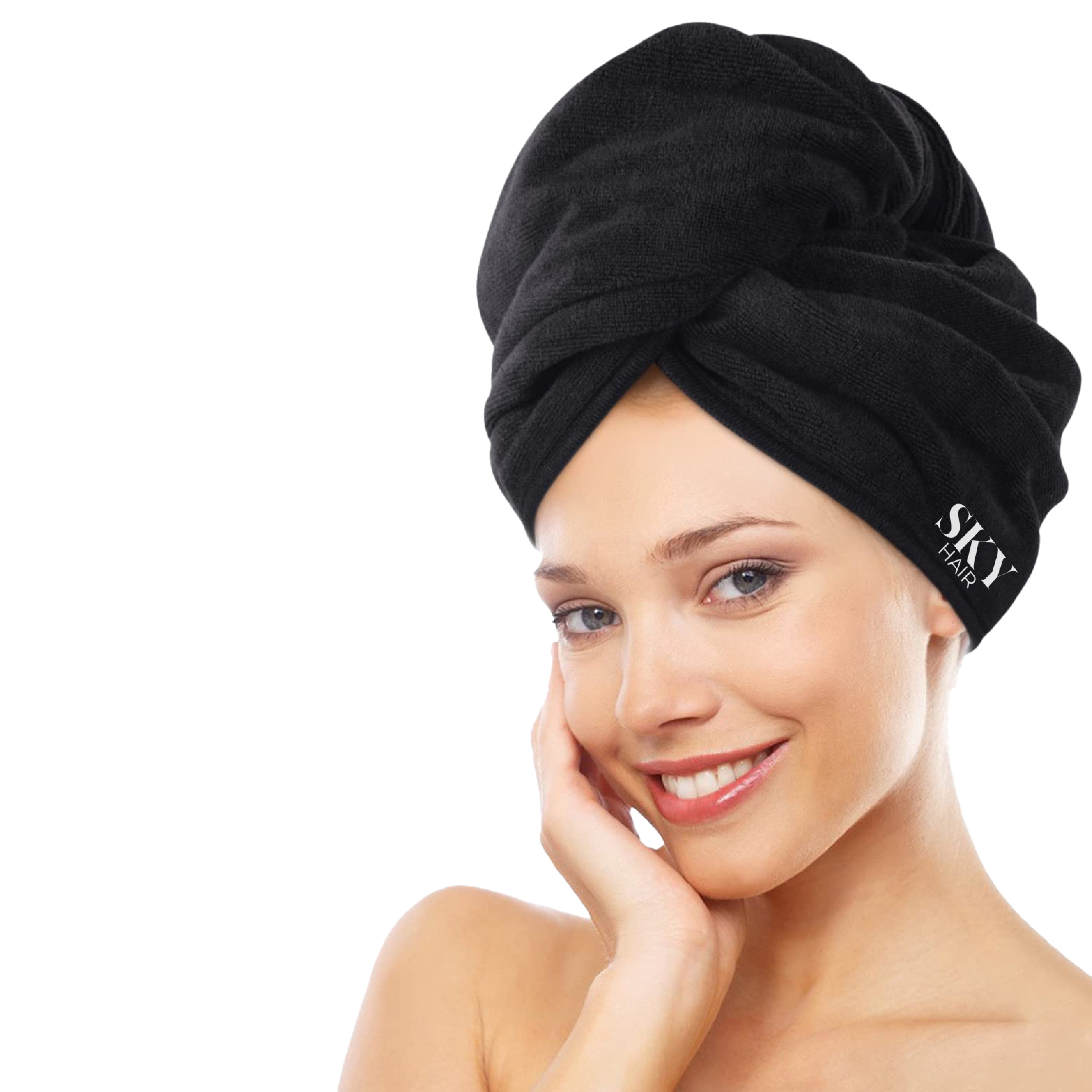 Sky Hair Microfiber Hair Towel Wrap (Black)