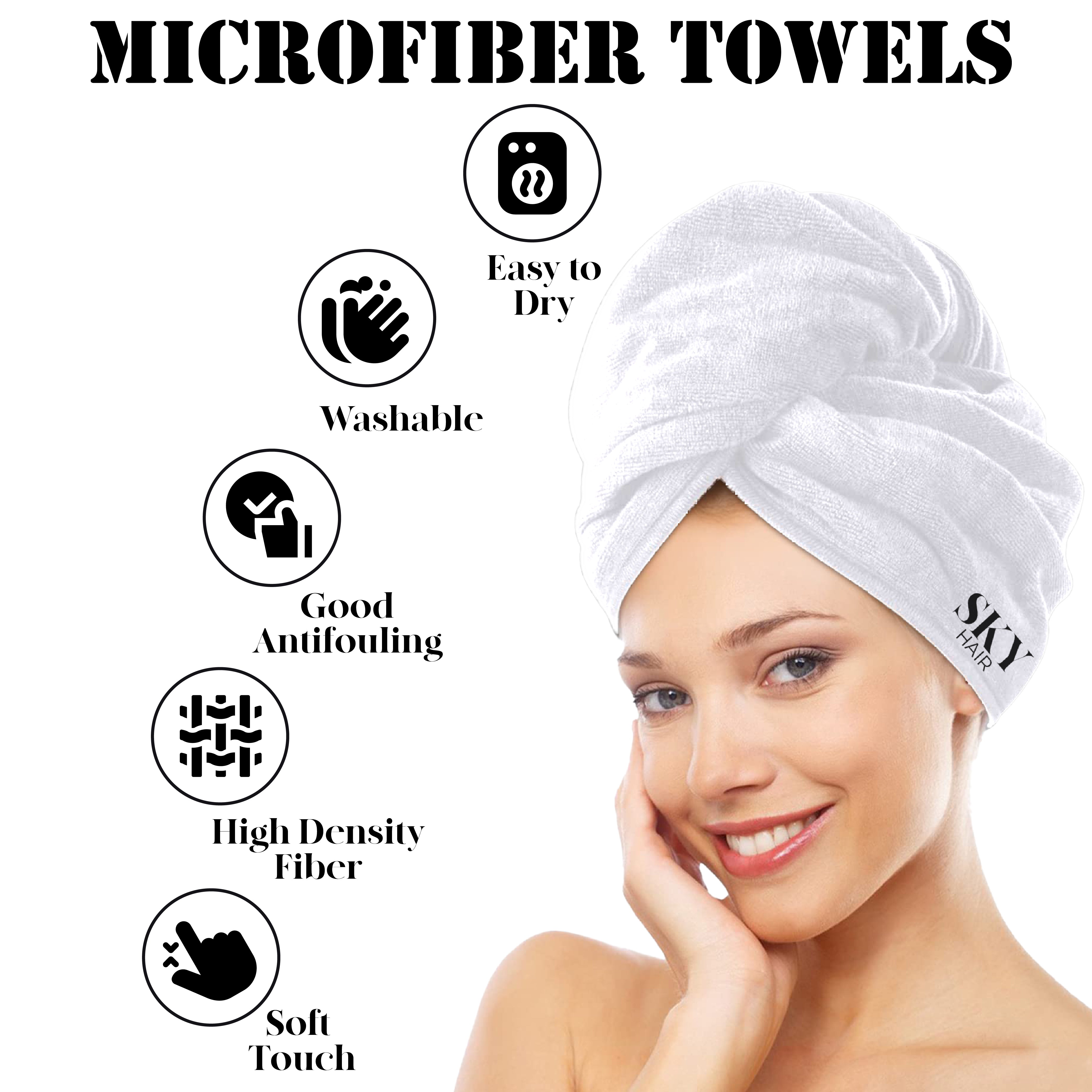 Sky Hair Microfiber Hair Towel Wrap (White)